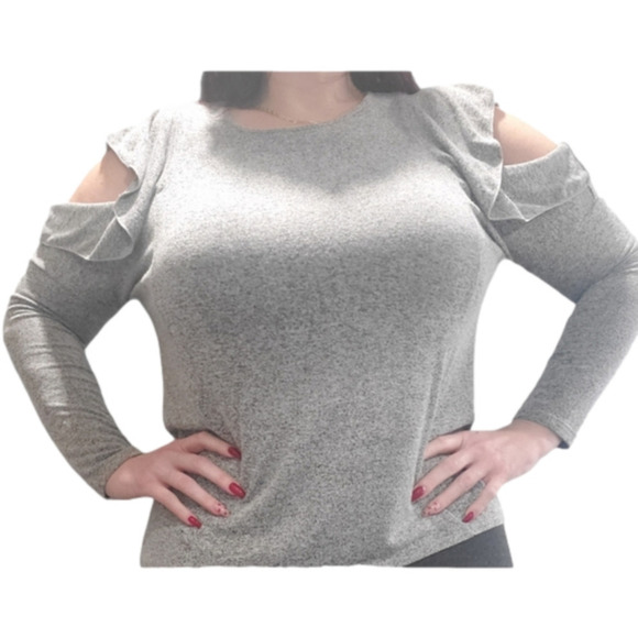 Reitmans Heather Gray Cold Shoulder Top Sz XL - Picture 3 of 8